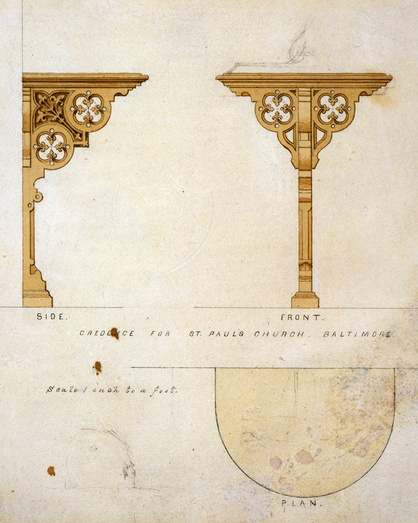 Elevation and plan for credence