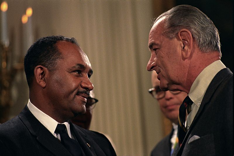 Clarence Mitchell Jr. with President Lyndon B. Johnson