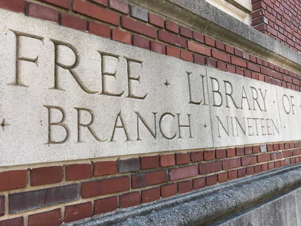Inscribed sign, Pratt Library Branch No. 19
