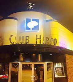 Club Hippo sign with Art Deco architecture
