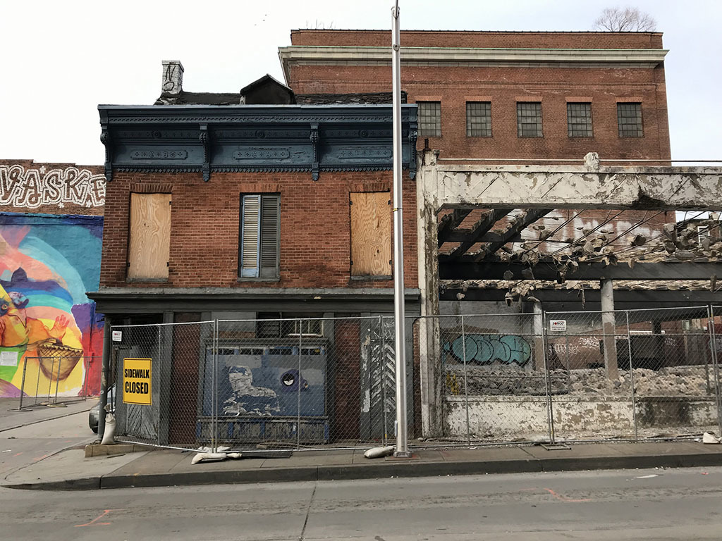 Parking garage demolition at former Martick's Restaurant