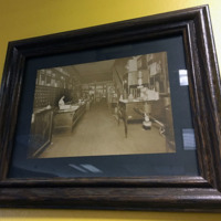 Framed picture of early shop, Meyer Seed Company