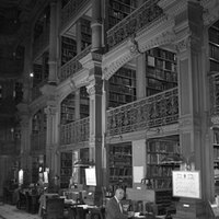 Interior of library, Peabody Institute (1960)