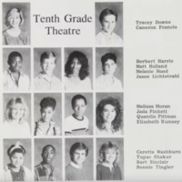 Baltimore School School For the Arts yearbook page. See Tupac bottom second from left.