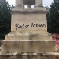 "Racist Anthem" graffiti on Key Monument