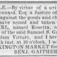 Sale of Rosetta, an enslaved woman, at Lexington Market