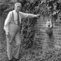 H.L. Mencken in his garden (1955)