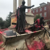 Red paint splashed on Key Monument