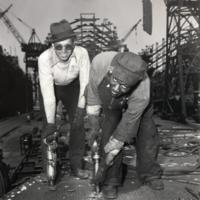 Two workers at Sparrows Point during WWII