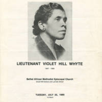 Funeral program for Violet Hill Whyte